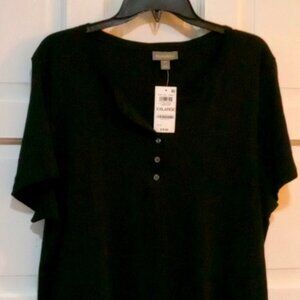 NWT Style & Co. Black Short Sleeve Top V-neck Plus Size XXL